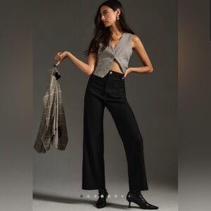 Anthropologie Black Cropped Wide-Leg Pants